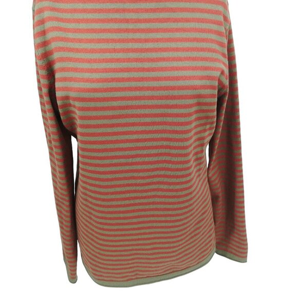 Duluth Trading S'no Sweat Mock Neck Sweater Size M Shirt Stripe Orange Stretch - Picture 5 of 12
